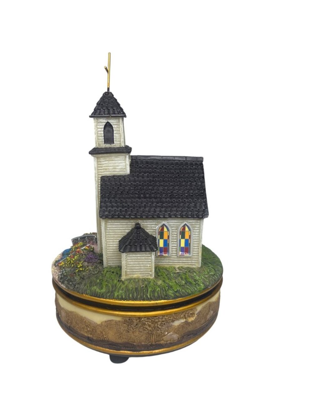 Collections Handcrafted 2010 Church Music Box With Stained Glass Accents - Picture 6 of 10
